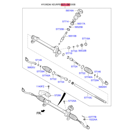 Рулевой механизм 56500-C1710 Mobis - 56500C1710 - схема с каталога 56500B, KEURPE617 56500C1710