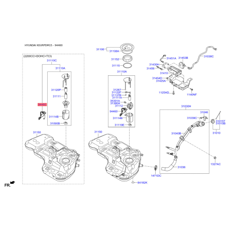 Датчик, запас топлива 94460-2W900 Mobis - 944602W900 - схема с каталога 94460, KEURPDM15 944602W900