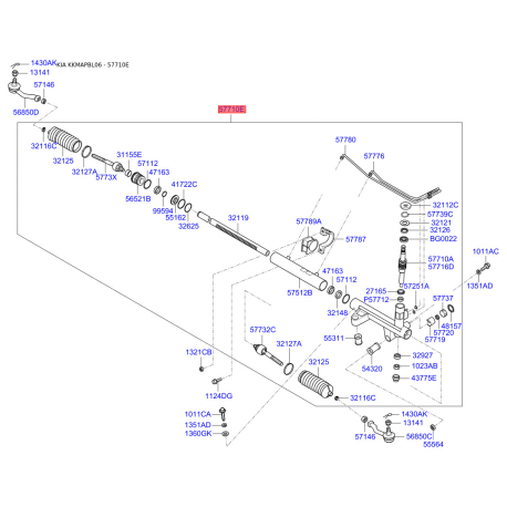 Рулевой механизм 57710-3E200 Mobis - 577103E200 - схема с каталога 57710E, KKMAPBL06 577103E200