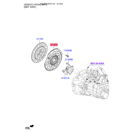Кошик зчеплення (натискний диск) 41300-3D000 Mobis - 413003D000 - схема з каталогу 41300, SRUSPF119 413003D000