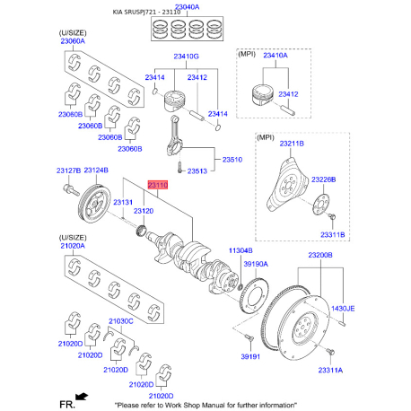 Коленчатый вал 23110-2B610 Mobis - 231102B610 - схема с каталога 23110, SRUSPJ721 231102B610