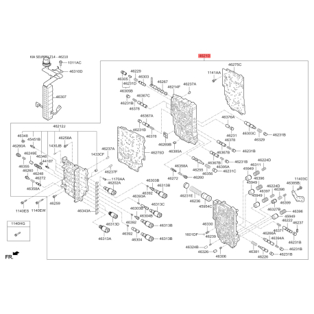 Блок клапанів АКПП 46210-3B611 Mobis - 462103B611 - схема з каталогу 46210, SEURPSLZ14 462103B611