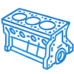 Блок картер, блок цилиндров и его комлектующие