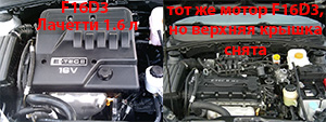 На первом фото мотор 1.6 л в верхней крышкой (слева) и без верхней крышки (справа)